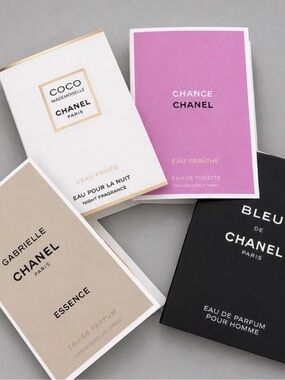 CHANEL Perfume Sample Set 4pc Chance Coco Mademoiselle Gabrielle Bleu